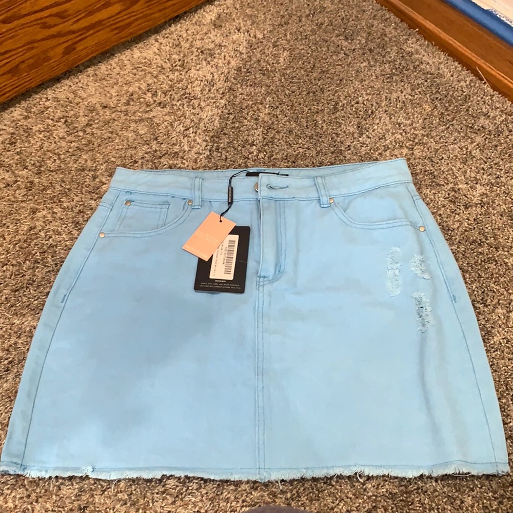 Pretty Little Thing Blue Jean Skirt